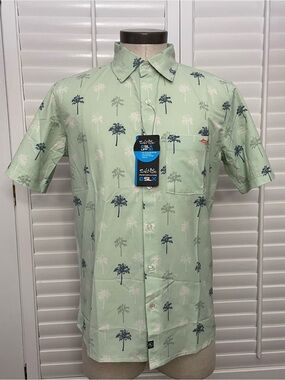 Salt Life Mint Green Palm Print Short Sleeve Button-Down Shirt